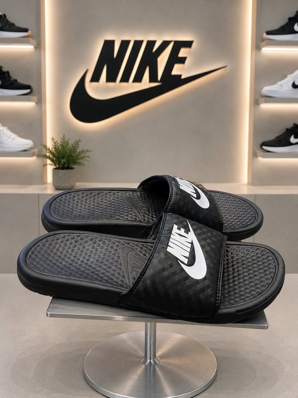 Nike Benassi JDI Black White Slide Sandals Women’s Size 11
